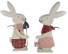 Holz Osterhasen Junge mit Schaufel, Hasenmädchen mit Blecheimer, h 28 cm