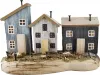 Maritime Häuserreihe mit 3 Holzhäuschen, 25,5x10,5xH16cm, blau-weiß-natur