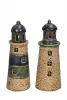 Windlicht Leuchturm blau/beige, Steingut, H 22 cm, 2 Modelle