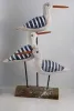 3 Holzmöwen auf Holzplatte, blau-weiß, H 20 cm, maritime Dekoration, Sommer Deko
