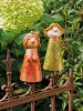 Gilde Zaunfigur Hans & Hilde, Keramik, grün, rot, h 20 cm, Zaunfigur