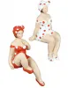 Gilde Kantensitzerfigur, Badenixe Becky, gepunktet, rot, weiß, 2 Figuren, Kunstharz, H. 8 cm, Schwimmerin, Badende