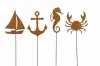 Große maritime Stecker rost, Segelboot, Anker, Seepferdchen oder Krebs, Garten Deko rost, H 15,5 - 18 cm + Stab 45,5 cm