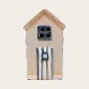 Det Gamle Apotek kleines Keramik Strandhaus für Teelichter, grau, blau, Bootshaus, Bootshaus, Badehaus, H 14cm