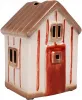 Det Gamle Apotek kleines Keramik Strandhaus Badehaus für Teelichter, grau, rot, H 14,5cm