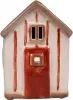 Det Gamle Apotek kleines Keramik Strandhaus für Teelichter, grau, rot, Bootshaus, Bootshaus, Badehaus, H 14cm