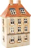 Det Gamle Apotek großes Keramikhaus für Teelichter, beige, Dachfenster, H 24cm, B 15cm, T 10cm