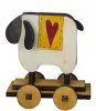 Steckfigur Schaf mit rotem Herz auf Rollen antique, H 6,5 cm für Sebastian Holzkränze