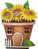 Kranzfigur Sonnenblumenhaus Blumentopf mit Sonnenblumendach braun gelb, h 11 cm Herbst Deko