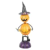 Halloween orangener Kürbismann mit schwarzem Hexenhut H 42 cm