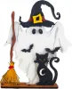 Halloween Gespenst Hexenhut Katze Besen weiß schwarz H 11 cm Steckfigur Sebastian Holzkränze