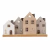 Weihnachtliche Häusergruppe beige für 4 Kerzen Adventsleuchter Weihnachtsdekoration 35x20 cm