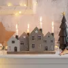 Weihnachtliche Häusergruppe beige für 4 Kerzen Adventsleuchter Weihnachtsdekoration 35x20 cm