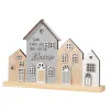 Gilde Standrelief LED Haus Zuhause 5 x 31 x 21 cm Holz Häuserreihe grau braun weiß