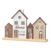 Gilde Standrelief LED Haus Zuhause 5 x 31 x 21 cm Holz Häuserreihe grau braun weiß