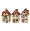 Steinzeug Fachwerk- Haus mit LED 8x7xH12cm rot-braun Herbst Winter Deko 3 Modelle