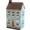Det Gamle Apotek Keramikhaus für Teelichter hellblau creme H 22 cm