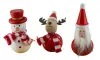 Weihnachtsfiguren Schneemann Elch Nikolaus rot weiß H 8-10 cm 3er-Set