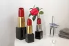 Gilde Vase Lippenstift Milano Keramik rot schwarz goldfarben H 20 cm