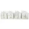 Advent Eisen Teelichthalter Haus mit Zahlen 1-4 weiß, 4er Set 8x8xH 10 cm