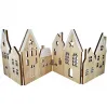 Holz Häuserzeile faltbar weiß-natur Schneedächer 56 x 16,5 cm