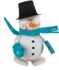 Kranzfigur Holz Schneemann mit Hut gepunktetem Schal Handschuhen türkis h 7 cm