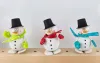 Kranzfigur lustige Schneemänner mit Hut, gepunktetem Schal und Handschuhen