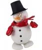 Kranzfigur Holz Schneemann mit Hut gepunktetem Schal Handschuhen rot h 7 cm