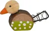 Holz Küken mit Metalldraht schwanz, Juteschleife, hellgrün mit Punkten, Steckfigur Holzkranz