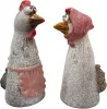 Zaunfiguren 2 lustige Hühner mit rosa Schürze Kopftuch h 21 cm