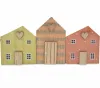 Set 3 Holz Holz Häuser rosé gelbgrün h 8 -9,5 cm Dekoration Geschenkidee