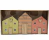 Set 3 Holz Holz Häuser rosé gelbgrün h 8 cm Dekoration Geschenkidee