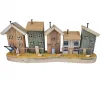Maritime Häuser-Reihe mit 5 Holzhäuschen Vogel 36x7xH15cm blau-weiss natur