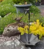 Nostalgische Vogeltränke Regenschirm mit 2 Vögeln dunkelbraun H 30 cm