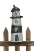 Zaunfigur Leuchtturm blau weiß h 22 cm maritim Steinzeug Garten Deko