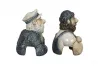 2 maritime Topfrandfiguren Seemänner blau weiß h 11 cm Steinzeug Garten Deko