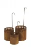 3er Set Rost Pflanztöpfe mit Henkel Garten Deko h 12/16/25 cm