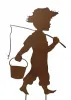 Kind mit Angel und Eimer rost zum Stecken , H 50 cm, Angler, Garten Deko Teich, Sommer Deko