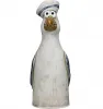 1 Zaunfigur Möwe mit Matrosenhut weiß blau - maritime Gartendekoration