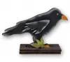 Kranzfigur Rabe mit Blatt schwarz grün Herbstdekoration h 5 cm für Sebastian Holzkränze