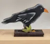 Kranzfigur Rabe mit Blatt schwarz grün Herbstdekoration h 5 cm für Sebastian Holzkränze