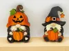Kranzfiguren Herbstwichtel mit Kürbis Zipfelhut Herbstblatt Stern h 8 cm handbemalt