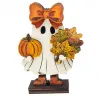 Kranzfigur Halloween Herbst Gespenst mit Kürbis Schleife Herststrauß H 8 cm
