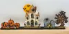 Kranzfigur Halloween spooky Kürbisse mit Gesichtern Blumen h 5 cm orange