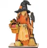 Kranzfigur Halloween Hexe Rabe Besen Apfelkorb Schürze schwarzer Hut h 12 cm orange schwarz