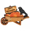 Kranzfigur Handkarre Kürbisse, Rabe Holzschild h 7 cm Herbst Dekoration braun orange schwarz