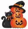 Kranzfigur Halloween Kürbis Pyramide Hexenhut Katze schwarz orange h 8 cm handbemalt