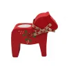 Schwedischer Teelichthalter Dalapferd S rot 12 cm handbemalt mit Preiselbeeren