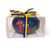 Schwedisches Geschenkset Holz Teelichthalter Dalapferd blau handbemalt,7x7x4 cm