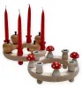 Sebastian design Holzkranz flach natur 16 cm mit weißen Kerzenhaltern